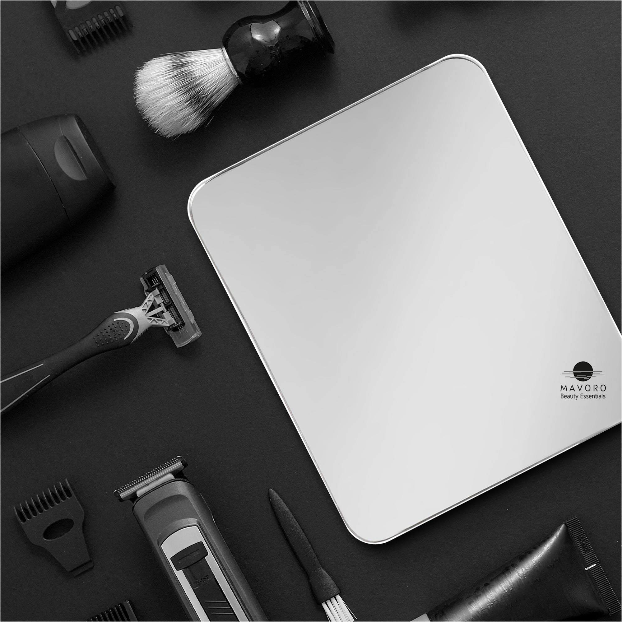 Mavoro Shaving Mirror for Shower - 3M Adhesive Shower Mirror. 7x9in Acrylic Mirror - Unbreakable, Less Fogging. Sleek Frameless, Peel and Stick, Glassless Safety Kids Mirror