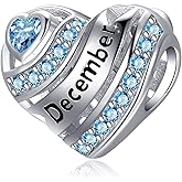 Birthstone Heart Charms for Charms Bracelet-925 Sterling Silver Love Heart Bead Charms for Bracelets and Necklaces, Birthday Gifts for Women.