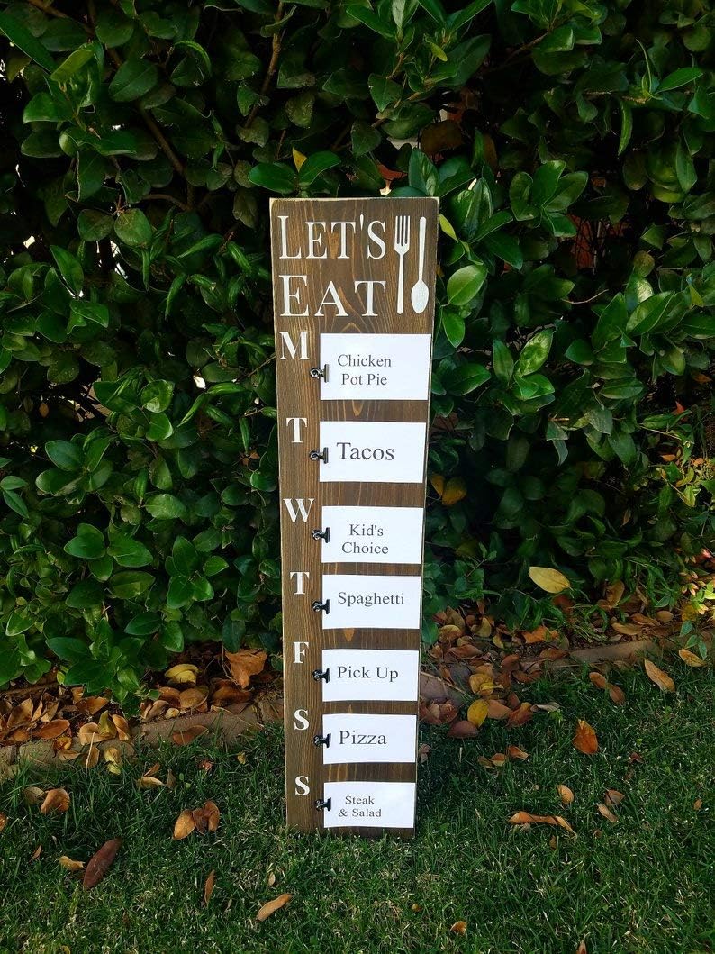 CELYCASY Meal Planner, Rustic menu Board, Weekly Meal Planner, menu Sign, Meal Planning, Wall Mount menu Board, Wooden menu Sign, Daily Meal Planner