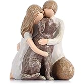 Labrador Dog Lover Figurine, Couple Hugging Labrador Resin Statue, Pet Memorial Figurine, Family and Pet Lover Gift, Modern Home Decor Sculpture for Living Room, Bedroom, Bookshelf, or Office