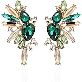 Met-edianger Vintage Rhinestone Statement Earrings Retro Big Cluster Crystal Drop Dangle Earrings for Women