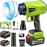 Leaf Blower Cordless with Battery and Charger 1000,000 RPM Handheld Lightweight Patio Cleaning Blower Set Extended Nozzle Design Blowing Leaves and Dust Car Dryer (Green)