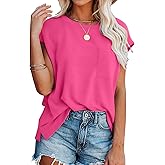 LHIRLE Womens Tops Crew Neck Short Sleeve T Shirts Loose Fit Casual Cute Top 2025 Spring Summer Outfits Trendy Clothes