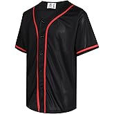 Pullonsy Blank Baseball Jersey for Men Women Full Button Up Short Sleeves Shirts Hip Hop Hipster Sports Uniforms