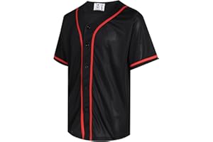 Pullonsy Blank Baseball Jersey for Men Women Full Button Up Short Sleeves Shirts Hip Hop Hipster Sports Uniforms