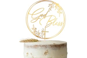 God Bless Baptism Cake Topper - Divine Celebration Elegant Cake Decor for Christening & Holy Communion, Keepsake Cross Design