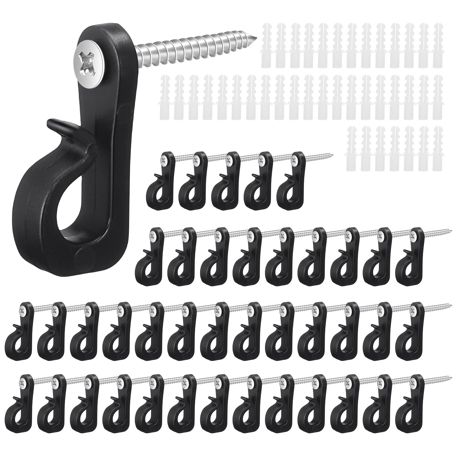 Invalidism 40 Pack Q-Hanger Screw in Hooks with Safety Buckle for Light Wire Hanging String Lights Plants Wind Chimes