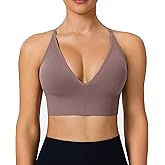 BLUELILY Adjustable Deep V Neck Bras 3/5 Pack Sports Bras for Women Padded Seamless Spaghetti Strap Criss Cross Yoga Bras