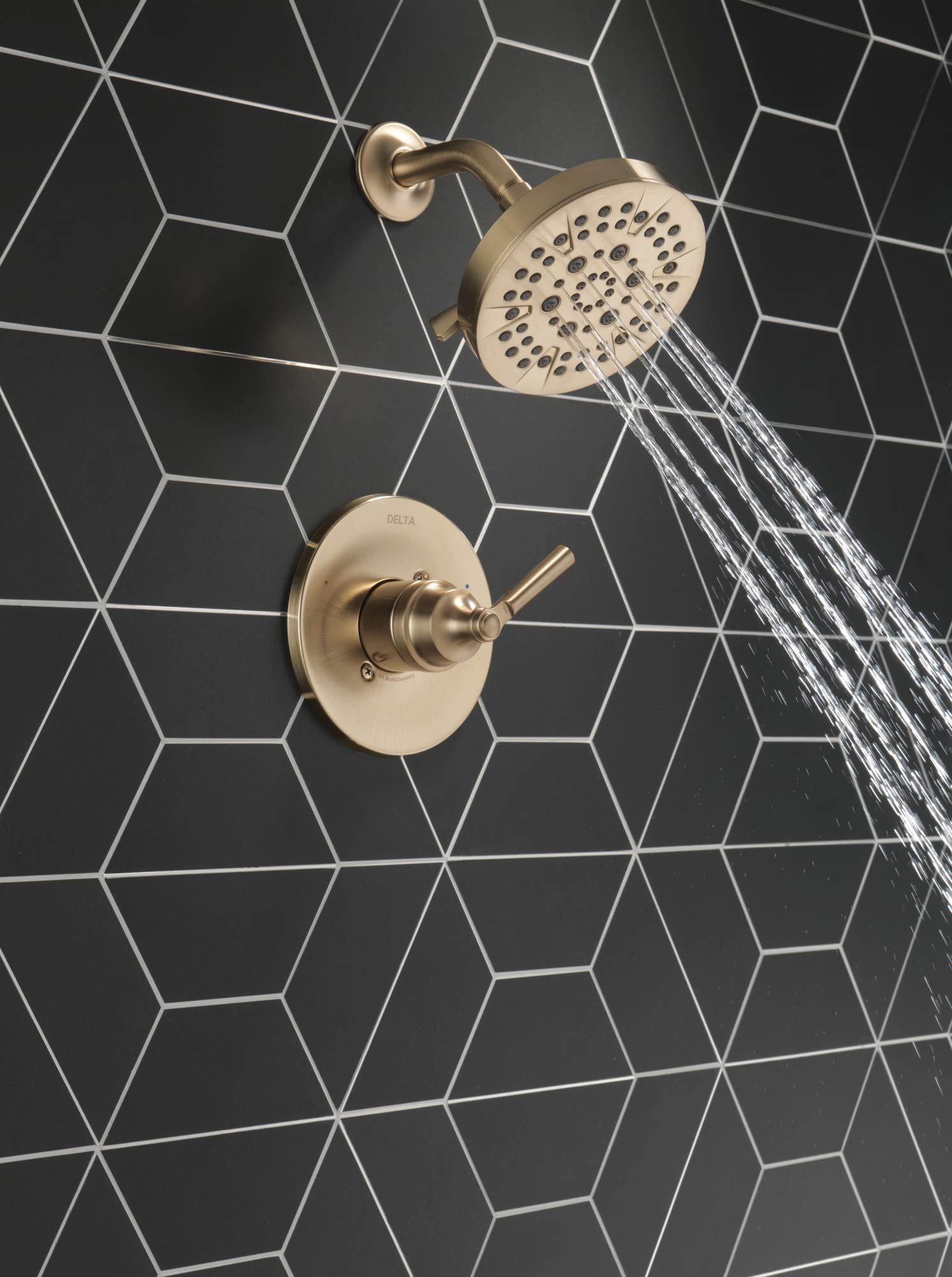 Delta Saylor 14 Series 5-Setting Shower Faucet Set, Brushed Gold Shower Head and Handle Set, Valve Trim Kit, Champagne Bronze T14235-CZ (Valve Not Included)