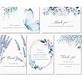 Hunanyume 50 Pack Funeral Thank You Cards with Envelopes, Stickers & Message Inside, 4×6 in Watercolor Flowers Butterflies Bereavement Sympathy Thank You Cards for Funeral Family Friends Loved Ones