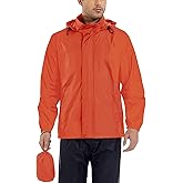 GIISAM Men’s Rain Jacket with Hood Lightweight Rain Coats Waterproof Raincoat Packable Windbreaker for Hiking Cycling