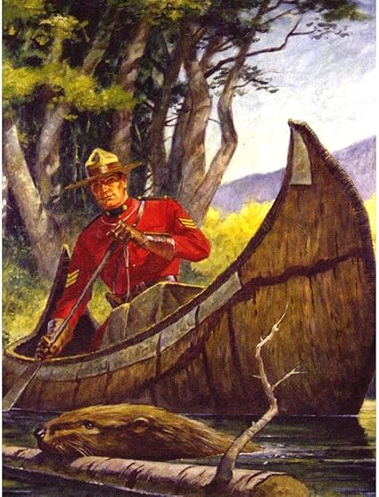 Amazon Com Wee Blue Coo Painting Mountie Beaver Canoe Canada Friberg Unframed Wall Art Print Poster Home Decor Premium Posters Prints