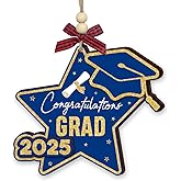 2025 Graduation Christmas Ornament - Wooden Graduate Ornament for College High School Senior Masters, Graduation Gifts for Her, Him, Family, Friends - Congrats Grad Party Decorations