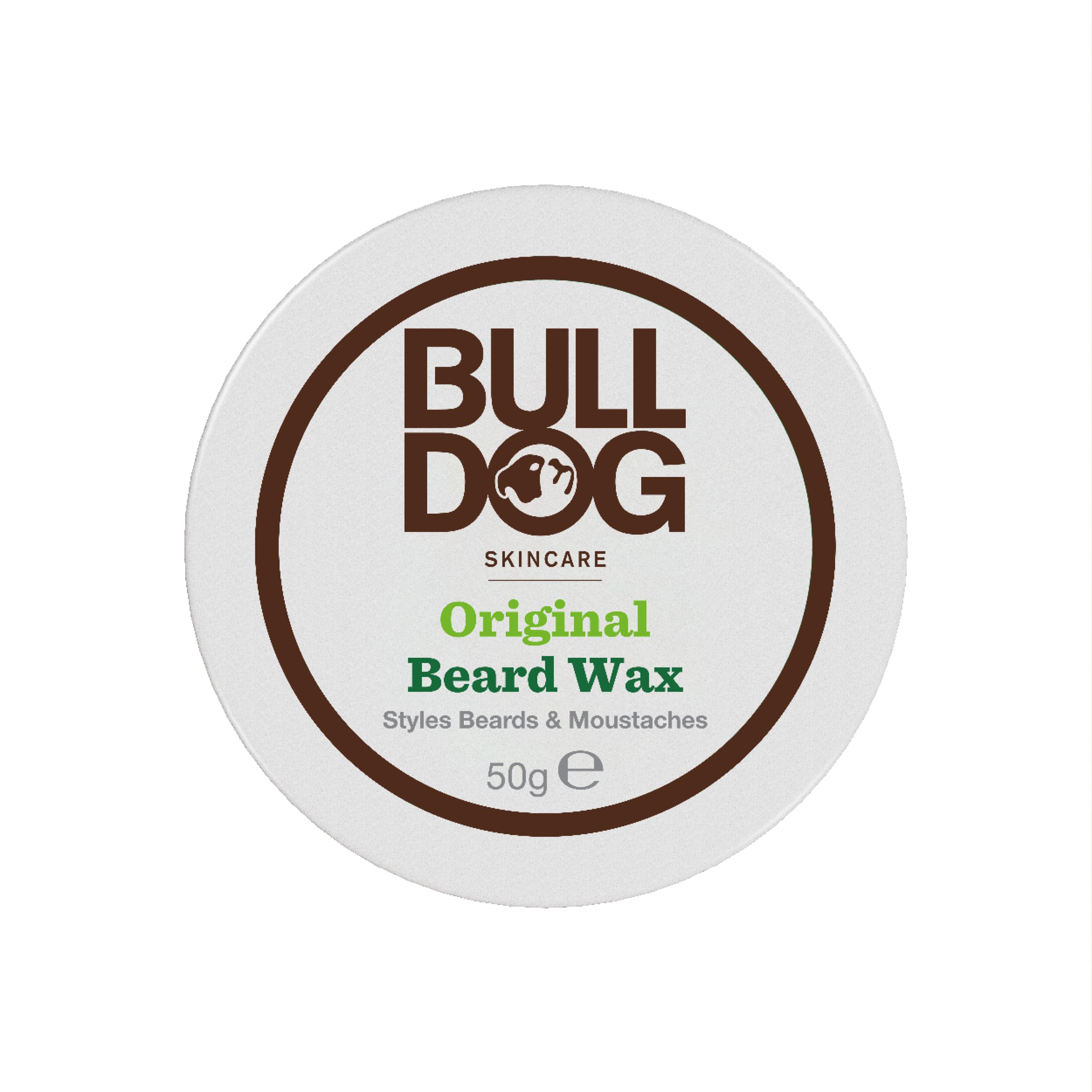BULLDOG SKINCARE Original Beard Wax 50g, Long Lasting Hold for Beard and Moustache, Enriched with Aloe Vera