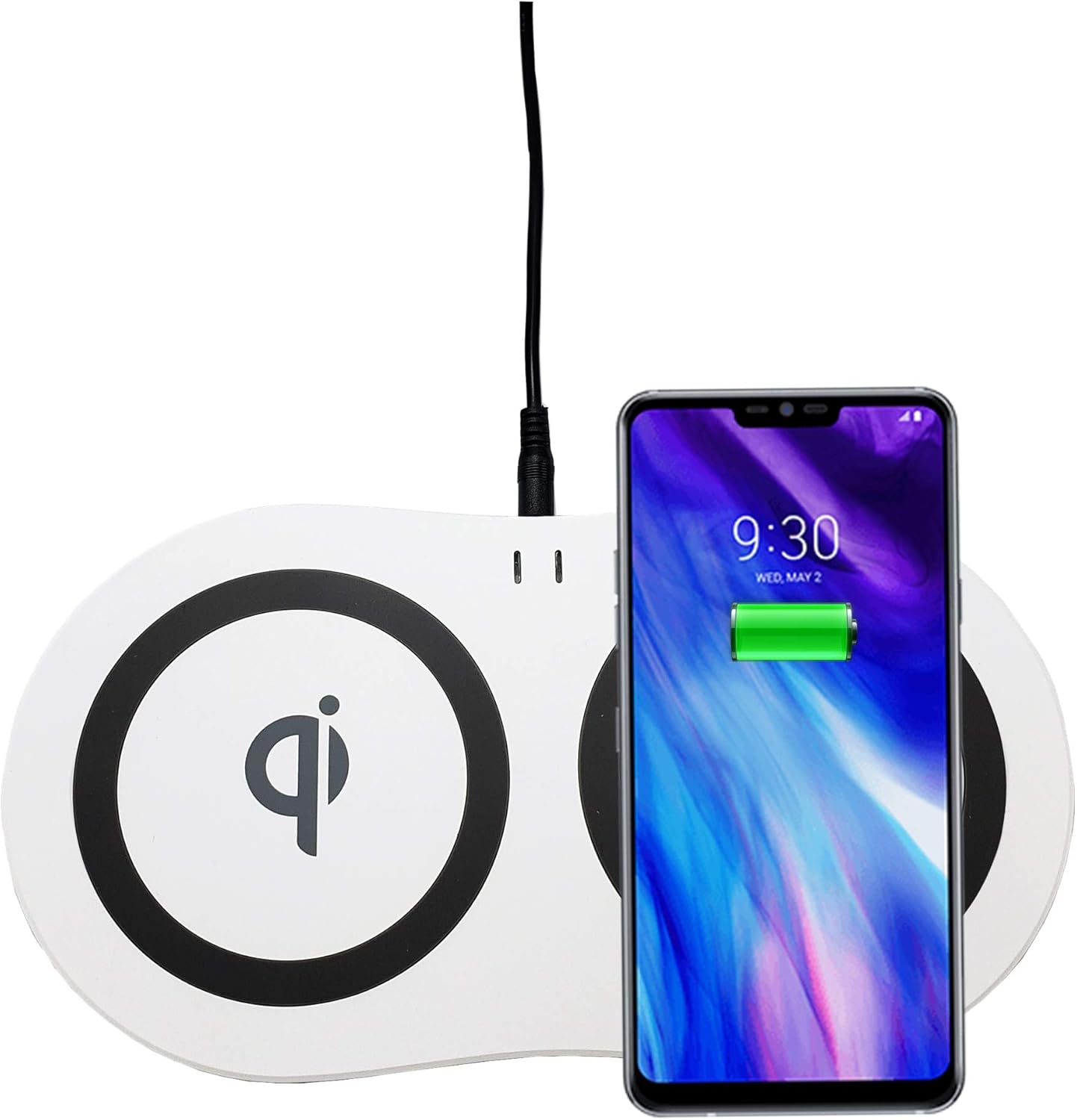 Dual Wireless Charger Fast 10 Watts Charging Pad for iPhone and Samsung Galaxy Phone (White)
