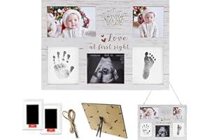 VA1KENE Baby Hand And Footprint Kit, Baby Photo Frame and Newborn Footprint Kit, Sonogram Picture Frame Gifts for New Mom, Boys & Girls Gift Set, Keepsake(White)