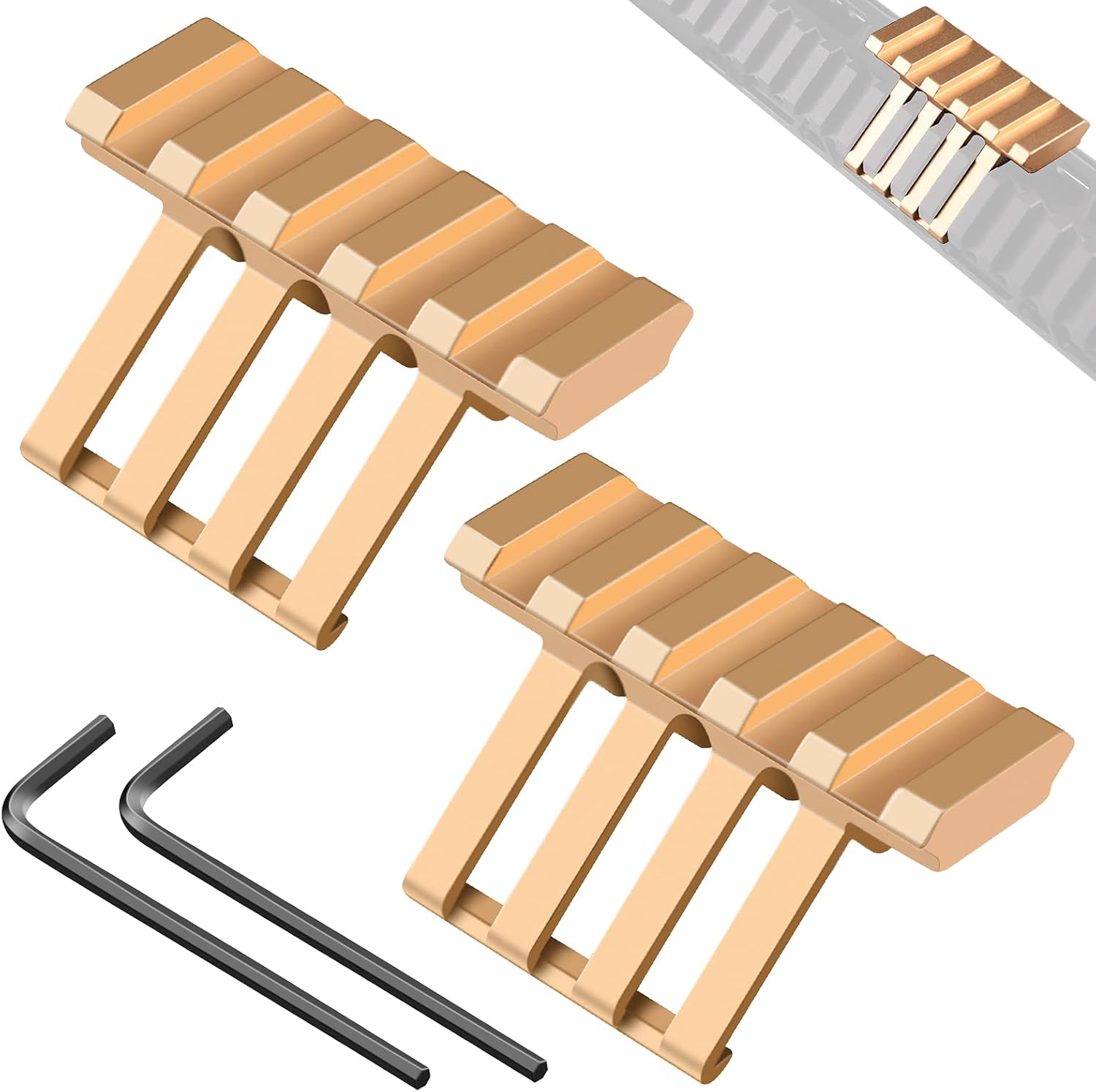 FENTUK Picatinny Offset Rail Mounts, 5 Slots 45 Degree Offset Picatinny Weaver Rail Mount Aluminum Low Profile Adapter for Flashlight Laser Sight Optics (5 Slot - Golden 2 Pack) : Sports & Outdoors