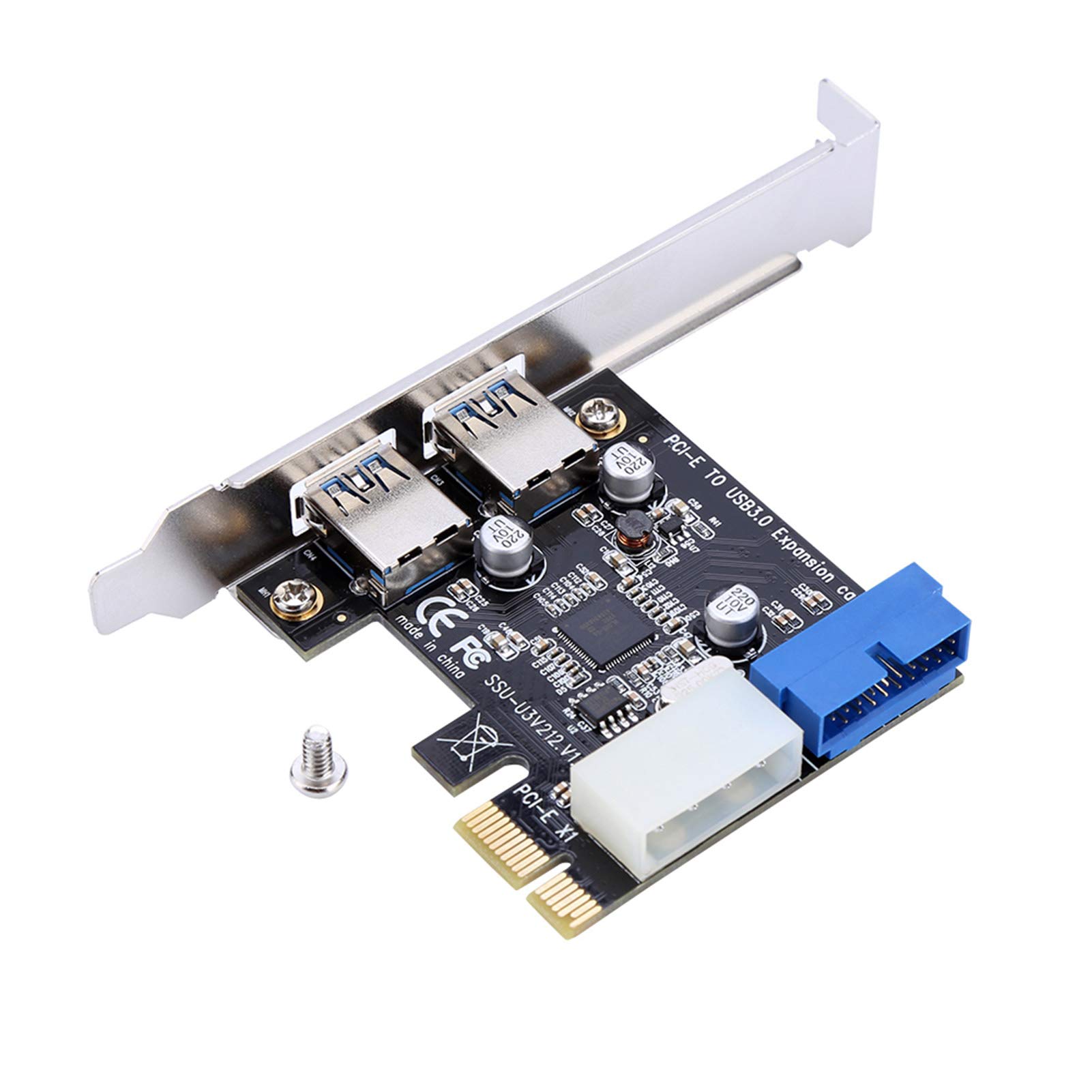 PCI-E to USB3.0 Expansion, Card Adapter with Front 19PIN Interface, Supports Transfer Rates of up to 5 Gbps, for XP 32/64, 7 32/64,