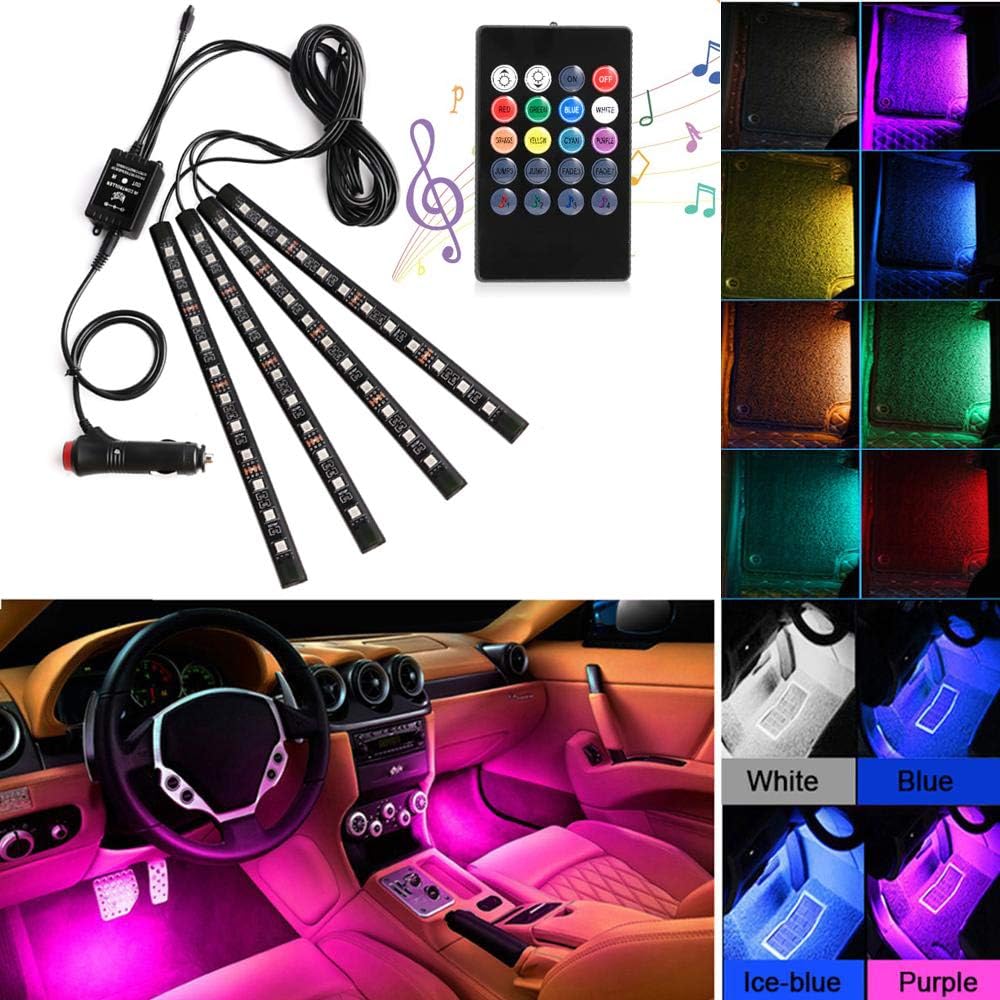 AXELECT Car LED Strip Lights, 48 LED Neon Accent Interior Lights Neon Light Kits Multicolor Music Car Interior Lights Under Dash Lighting Kit with Sound Active Function and Remote Control, DC 12V: Automotive