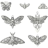 KitBeads 35Pcs 7 Styles Gothic Skull Butterfly Charms Tibetan Large Skeleton Moth Charms for Jewelry Making Bracelets Necklaces Earrings Crafts
