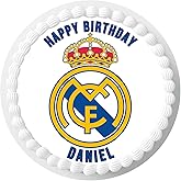 Cake Topper Real 7.5 inch Custom Edible Personalize BIRTHDAY CAKE Soccer Futbol Madrid