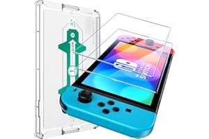 UniqueMe for Nintendo Switch OLED Screen Protector, [1 S Installation] OLED Model 2021& 2023 Military Grade Shatterproof 9H tempered glass for Switch OLED Screen Case Friendly - 2 Pack