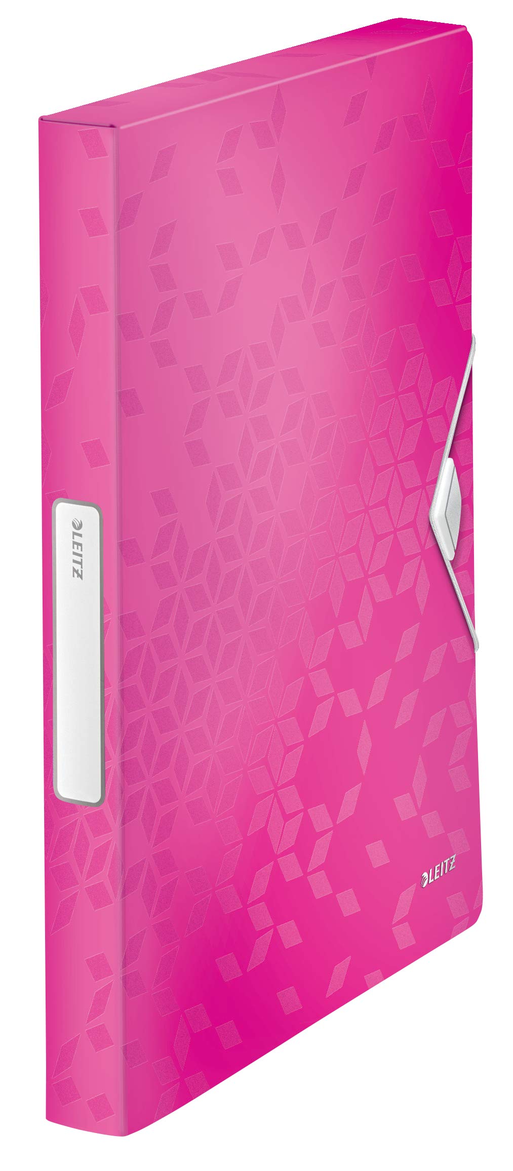 Leitz 46290023 Box File, Holds up to 300 A4 Sheets, Elastic Closure, Flexible Plastic, Pink Metallic, WOW Range