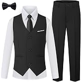 WULFUL Boys Suits 5-Pieces Formal Slim Fit Tuxedo Suit Set,Teen Suits for Wedding Ring Bearer Church Outfit
