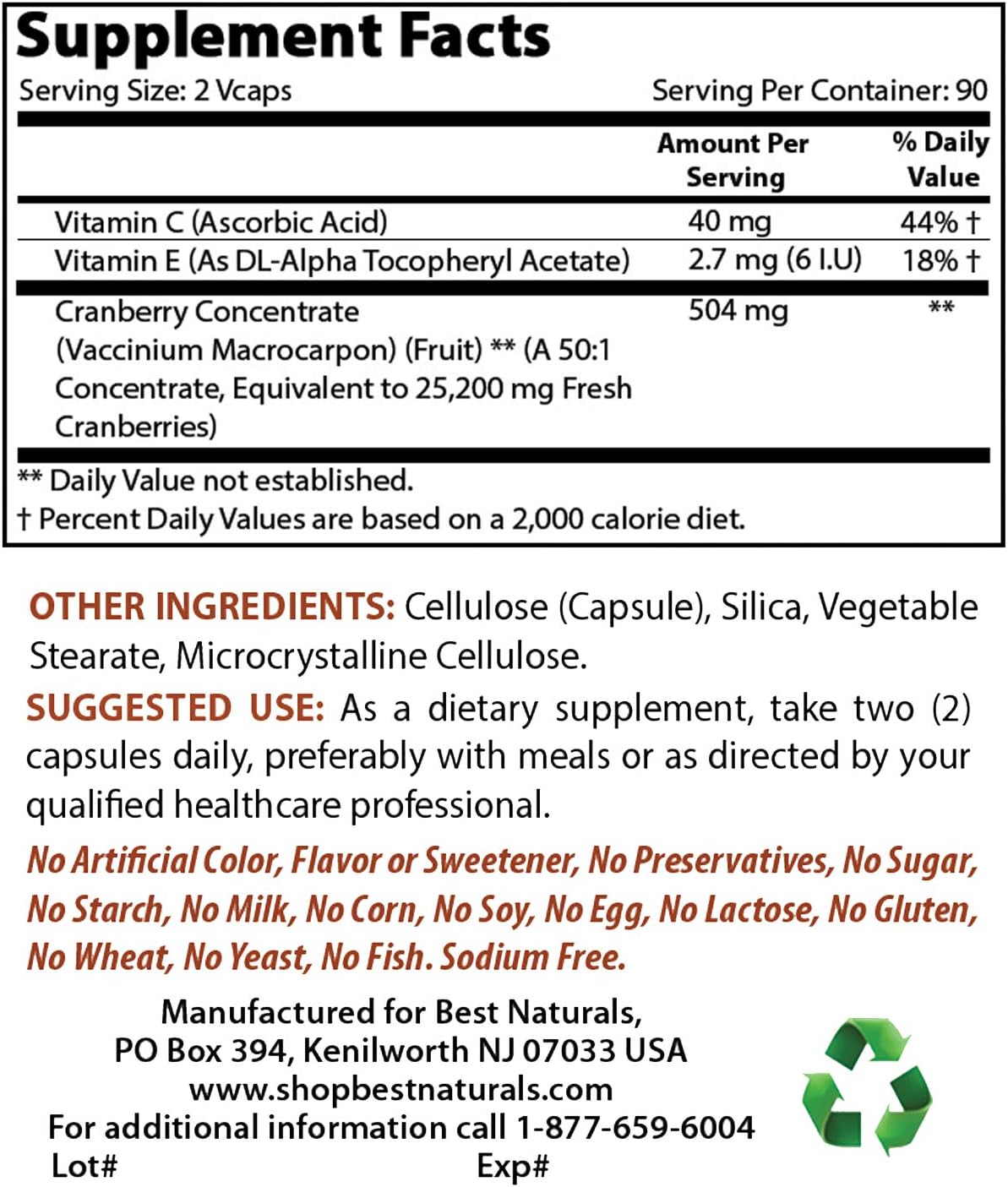 Best Naturals Cranberry Pills 3X Concentrate Veggie Capsule, 12600 mg, 180 Count (817716010755): Health & Personal Care