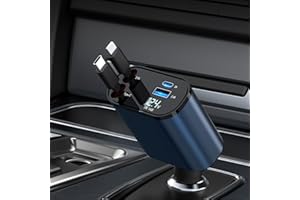 COCIVIVRE 69W Fast Charging USB C Car Charger, 4-in-1 Retractable Phone Charger for iPhone 17, Travel Essentials, Gifts for Women Men, Car Accessories for Women Men, for iPhone 17 16 15 14 13, Galaxy, Pixel
