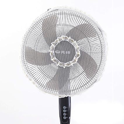 Amazon 扇風機カバー 赤ちゃん 可愛い 細かい網目 洗える 繰り返し可 裏までかかる扇風機カバー 安全 レース 金糸 縁どり付き 18インチ 白 扇風機カバー ベビー マタニティ 通販