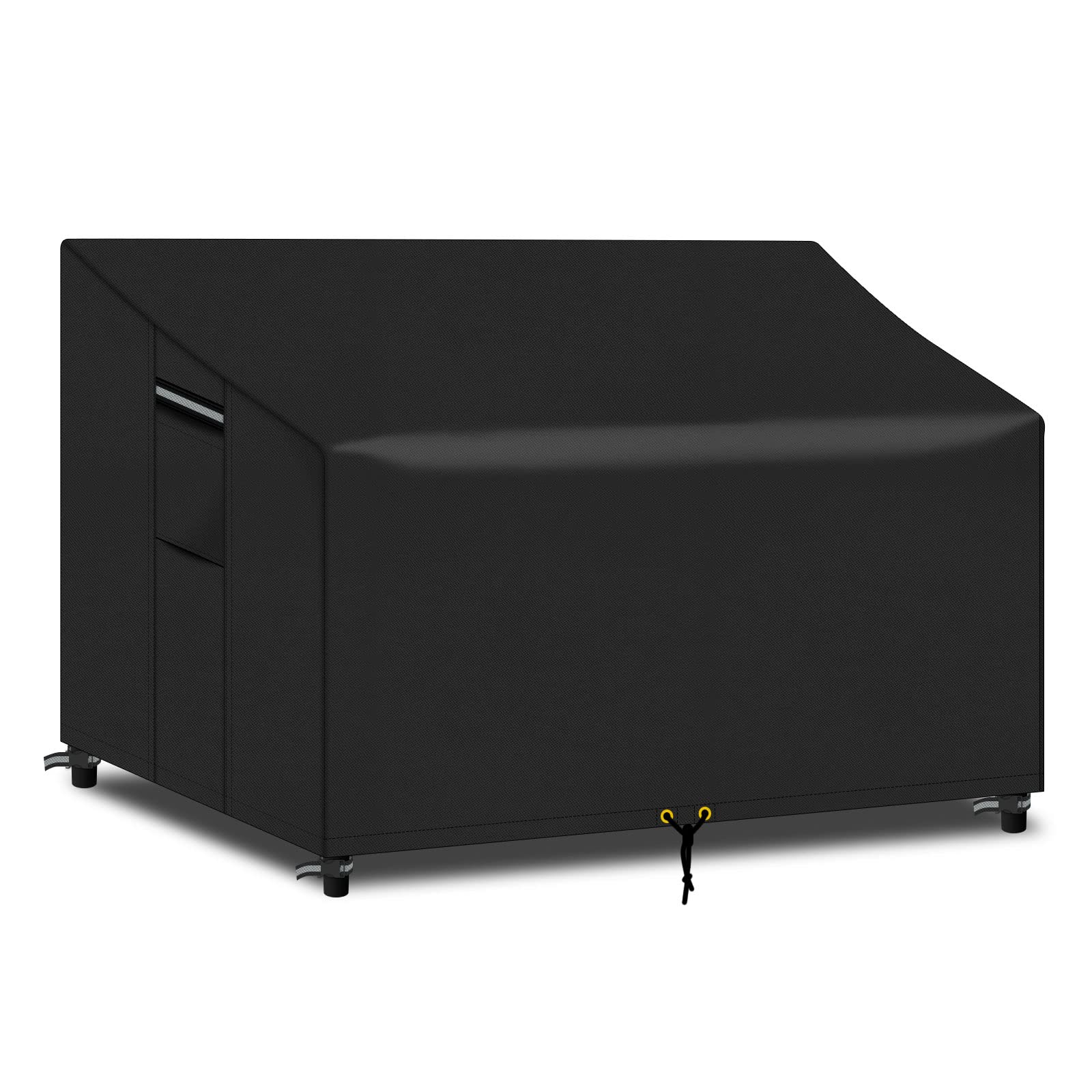 PATIO PLUS 2 Seater Garden Bench Cover Waterproof with Air Vent 134x66x63/89cm for Outdoor Garden Bench Tear Resistant 600D Oxford (Black)