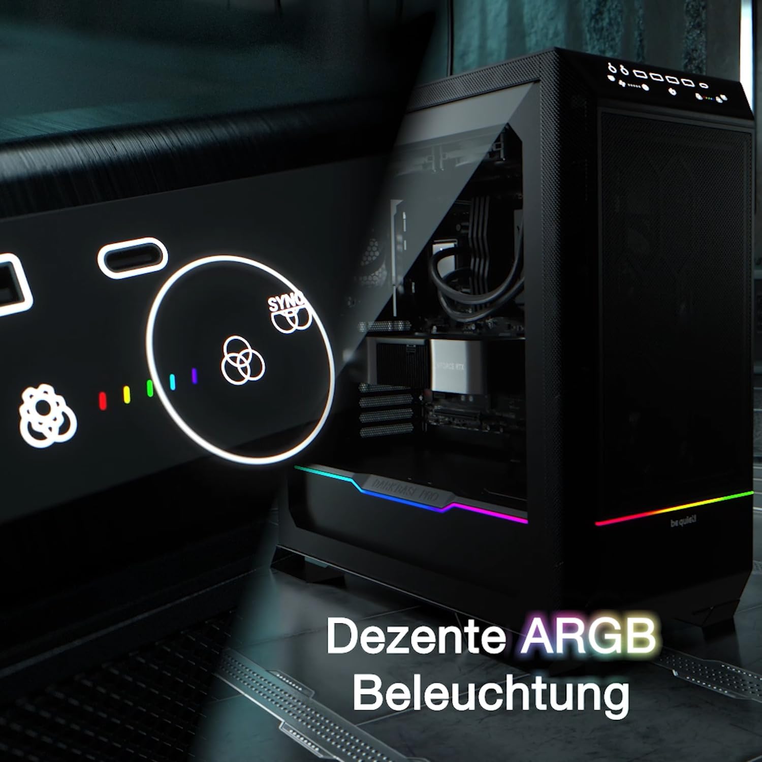 be quiet! Dark Base Pro 901 Black PC-Gehäuse, maximaler Airflow, 3X Silent Wings 4 PWM Lüfter nahezu unhörbarer Betrieb Touch-sensitives I/O-Panel, invertiertes Layout möglich, ARGB-Beleuchtung 6