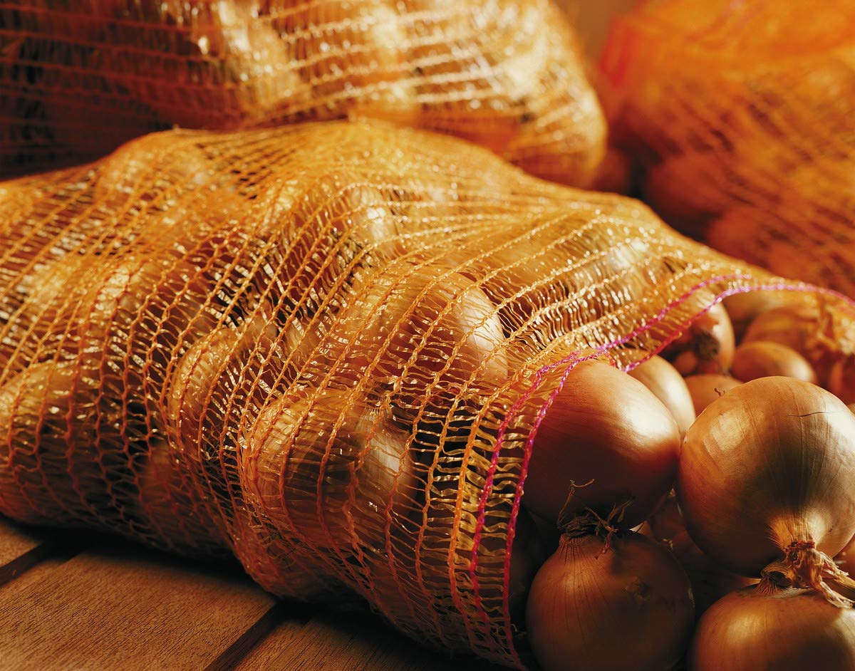 NOOR Net Bags, Net Knitted Mesh Bag Sack with Tie Top Drawstring for Kindling, 32 x 48 cm, brown