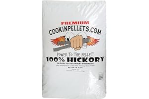 CookinPellets 40H BBQ pellCookinPellets 40-Pound Premium Genuine Hickory Hardwood Grill Smoker Wood Pellets, No Bark, Fillers, and Flavor Oils, for Meat and Veggiesets, Brown