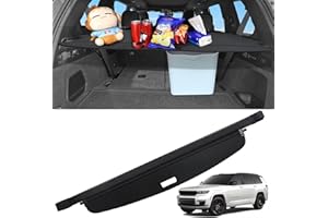 Sze Cargo Cover for Jeep Grand Cherokee L 2021-2024 2025 (3 Row,WL) Accessories Retractable Trunk Cover Black Rear Trunk Security Cover Shielding Shade Waterproof-New Upgrade
