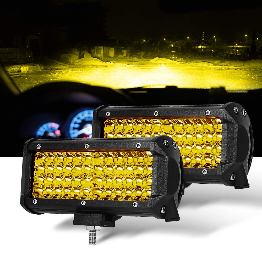 7 Inch 2PCS Yellow Spot Beam LED Light Bar Sammanlight Light Pods