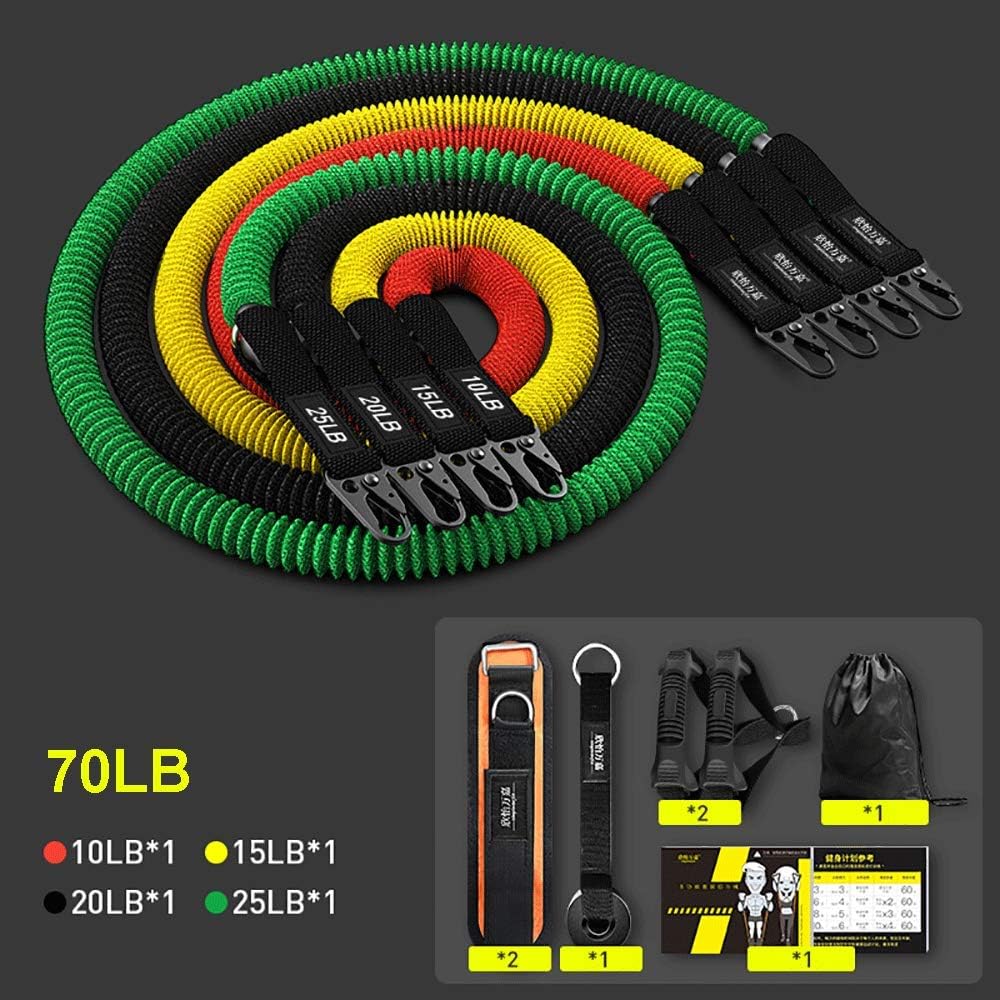 CXLT Exercise Resistance Bands Set, Elastic Pull Rope Fitness Stretch Workout Bands with Fitness Tubes, Foam Handles, Ankle Straps, Door Anchor for Home Gym Fitness,for Men Women,10PCS(70LB)