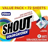 Shout Color Catcher Dye-Trapping Laundry Sheets, 72 Count, (1-Pack) | Allows Mixed Whites &amp; Colors in Load, Prevents Color Bleeding &amp; Fading, Keeps Clothes Bright, Works in All Water Temperatures