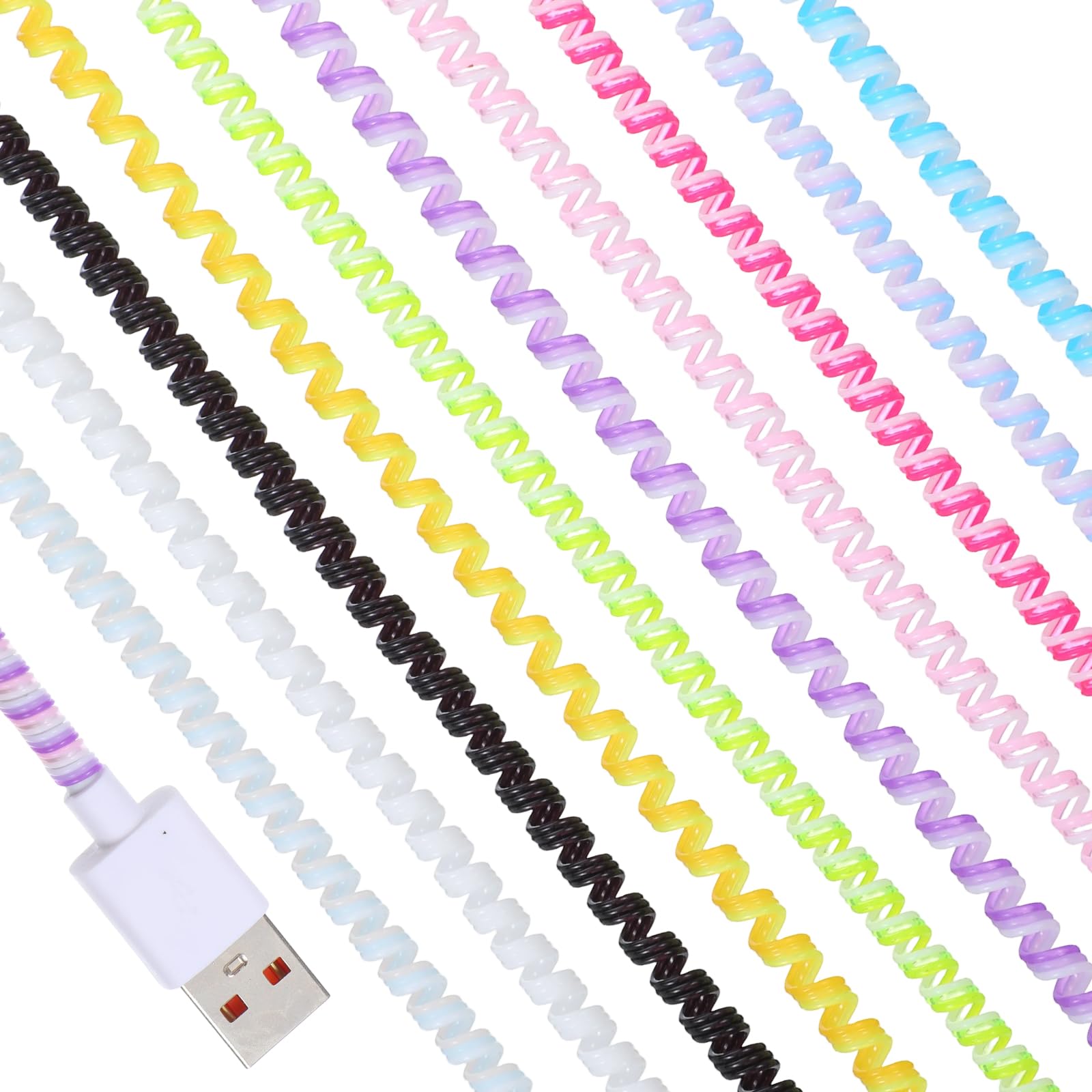Photo 1 of 10 Pcs Spiral Cable Protector, Multicolor Charger Protector from Pets No Chew The Cable, Headphone Charger Saver, Data Cables Protective Sleeve