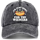 zcyhtqp, I'm Just Here for The Wieners, Funny Baseball Cap, Hot Dog Hat, Funny Trucker Hats with Sayings, Humor Caps, Adjustable Cotton Baseball Cap Black