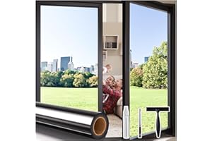 Coavas One Way Privacy Window Film,Daytime Window Tint for Home, Reflective Mirror Glass Window Film See Out Not in,Heat UV Blocking Anti-Glare Window Covers with 3 Tools, 17.5 x 78.7 Inch, Black