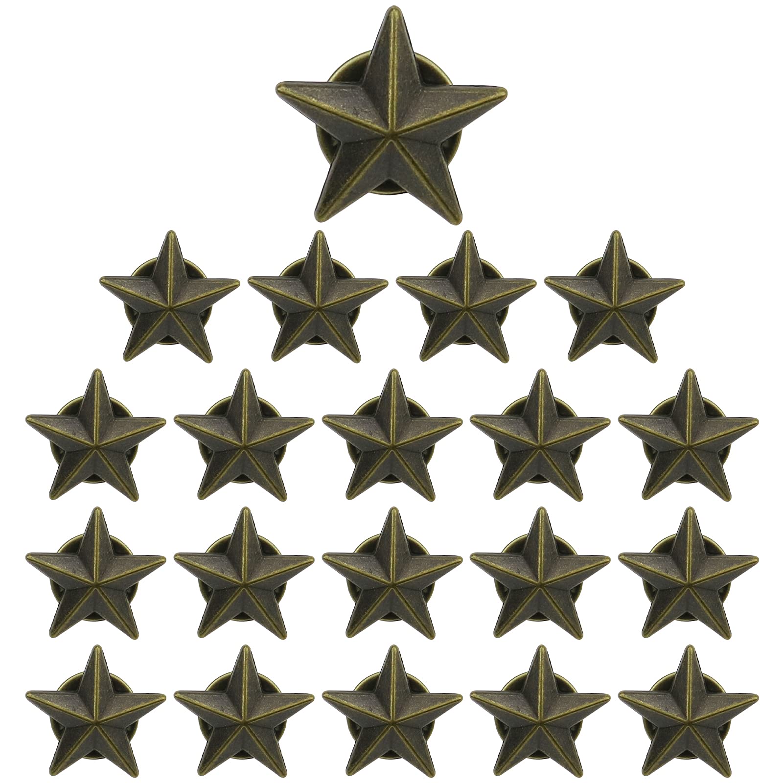 20 Pieces Star Badge Lapel Pin for 4th of July Memorial Day Veterans Day(Bronze)