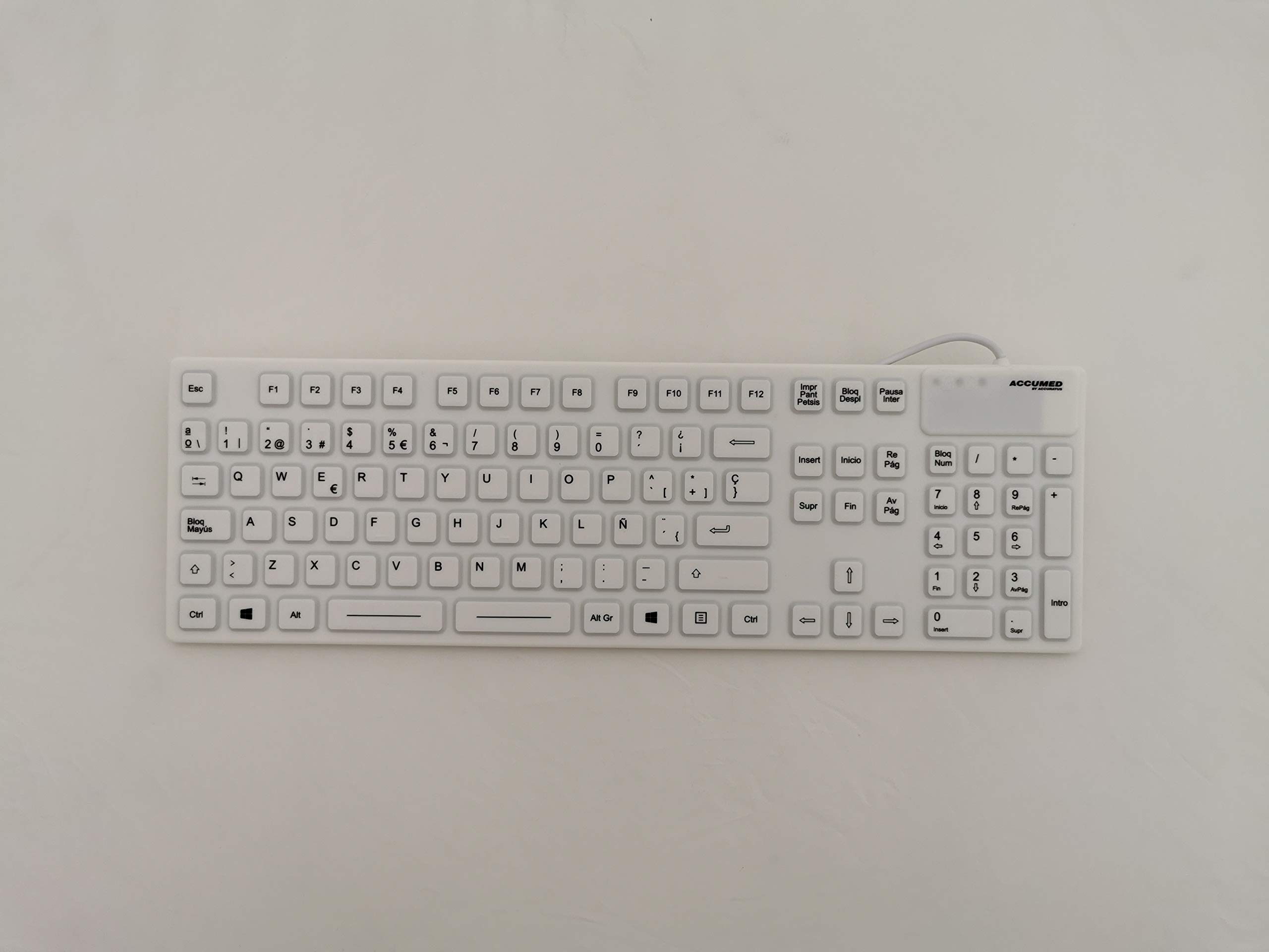 AccuMed 105 SPANISH - USB Full Size Sealed IP67 Antibacterial Medical/Clinical Keyboard