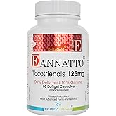 WELLNESS EXTRACT Eannatto Tocotrienols Vitamin E Supplements Tocopherol Free, Non-GMO, Gluten Free &amp; Antioxidant (125MG 60 Softgels)
