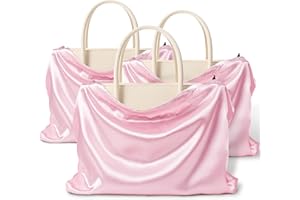 Vonty 3 Pack Silky Dust Bags for Shoes and Purses, Satin Drawstring Bag for HandBags Boots - Pink Shoe Bag Silk Dust Cover Bag Protector Travel Storage Pouch(19.6 x 15.7 In)