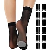 Aaronano 12 Pairs Nylon Socks for Women High Sheer Ankle Socks Hosiery with Reinforced Toe