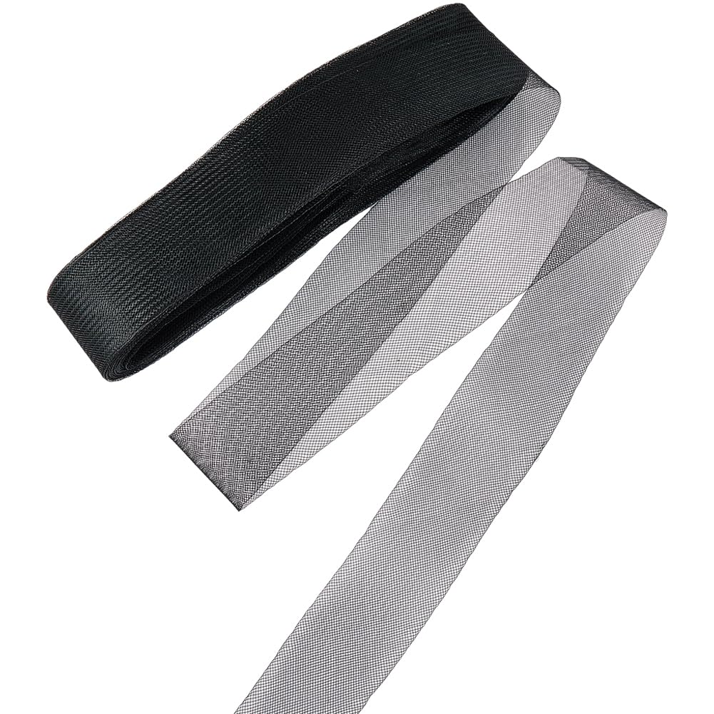 GORGECRAFT 50mm Wide Black Stiff Horsehair Braid 20m Long Stiff Braid Trim Polyester Horsehair Mesh Boning Ribbons for DIY Sewing Crafts Wedding Party Gowns Skirt Hat Accessories Gift Wrapping