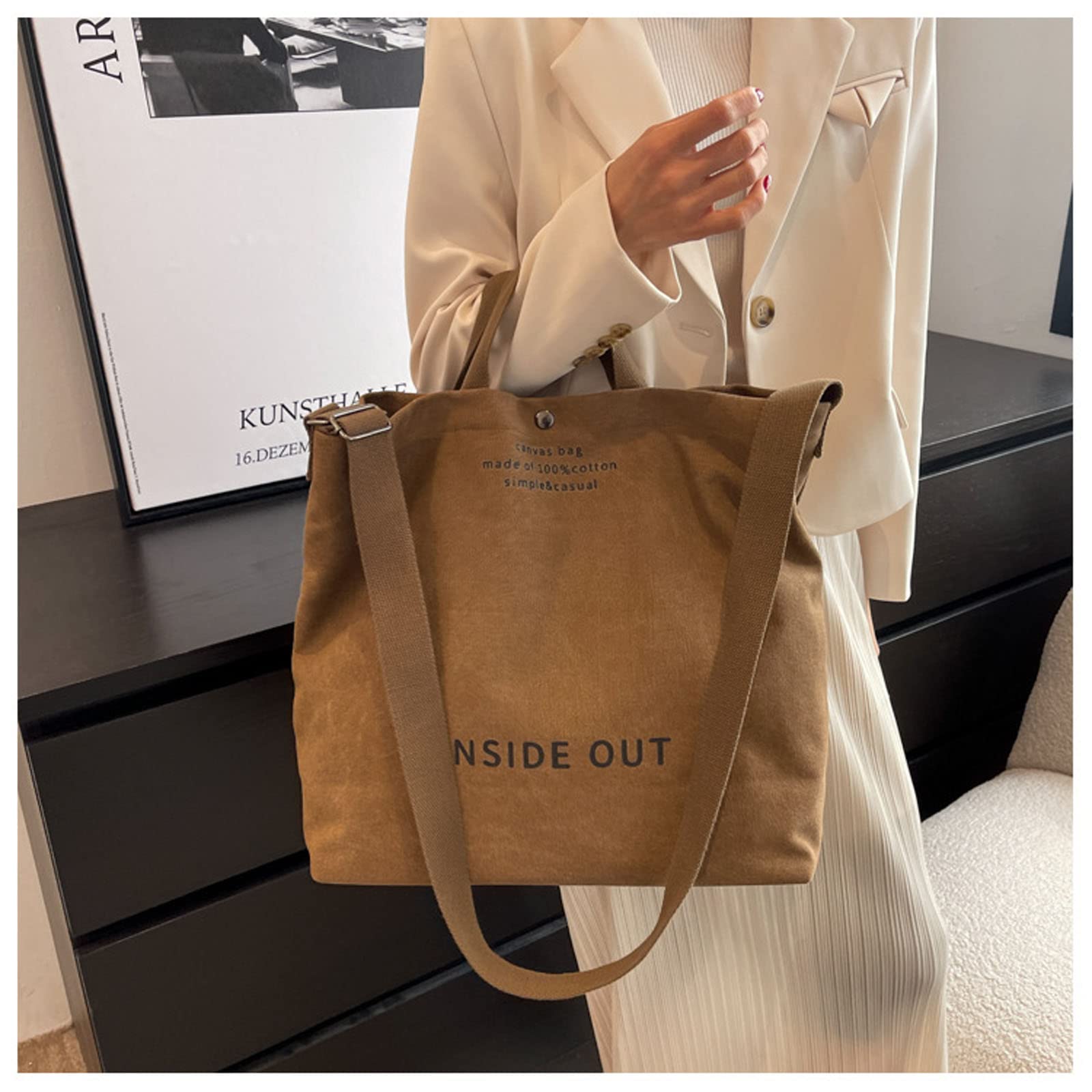 UICIOP Women Canvas Tote Handbags Casual Shoulder Work Bag Crossbody Top Handle Bag Cross-body Handbags