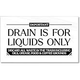 Acrylic Drain Liquids Only Sign, Premium Kitchen Rules Sign for Sink, 6x3.5 | No Grease Food Oils or Thick Liquids Kitchen Sink Drain Signs, Compatible with Airbnb Essentials for Hosts, Made in USA